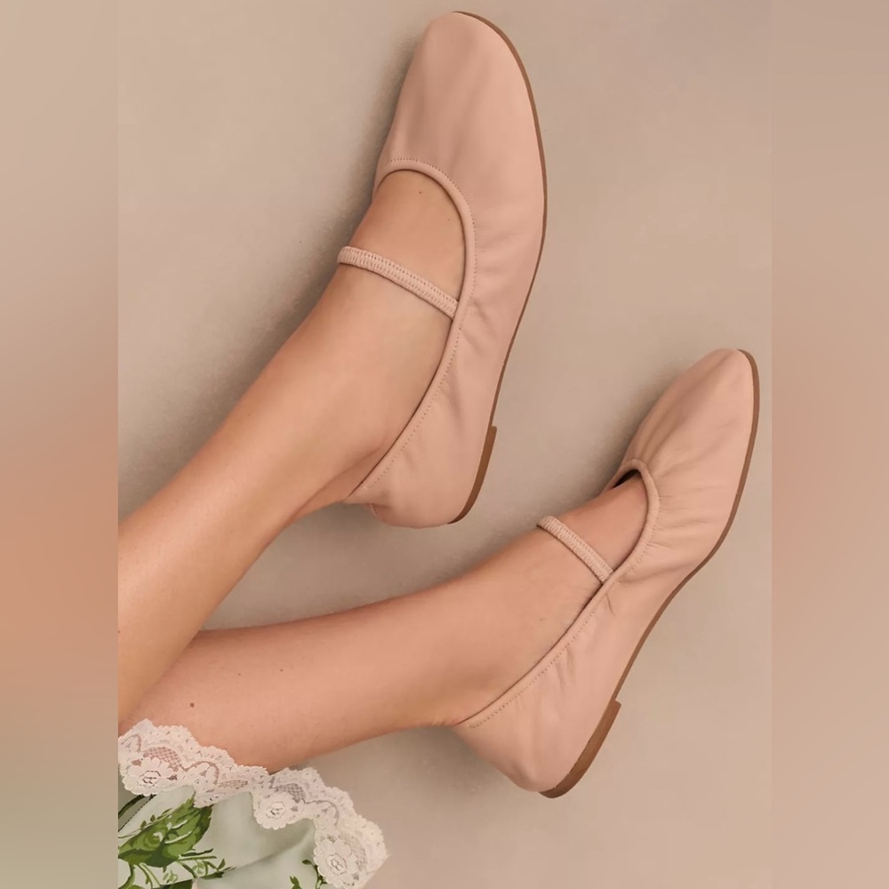 Reformation Buffy Ruched Pink Ballet Flat